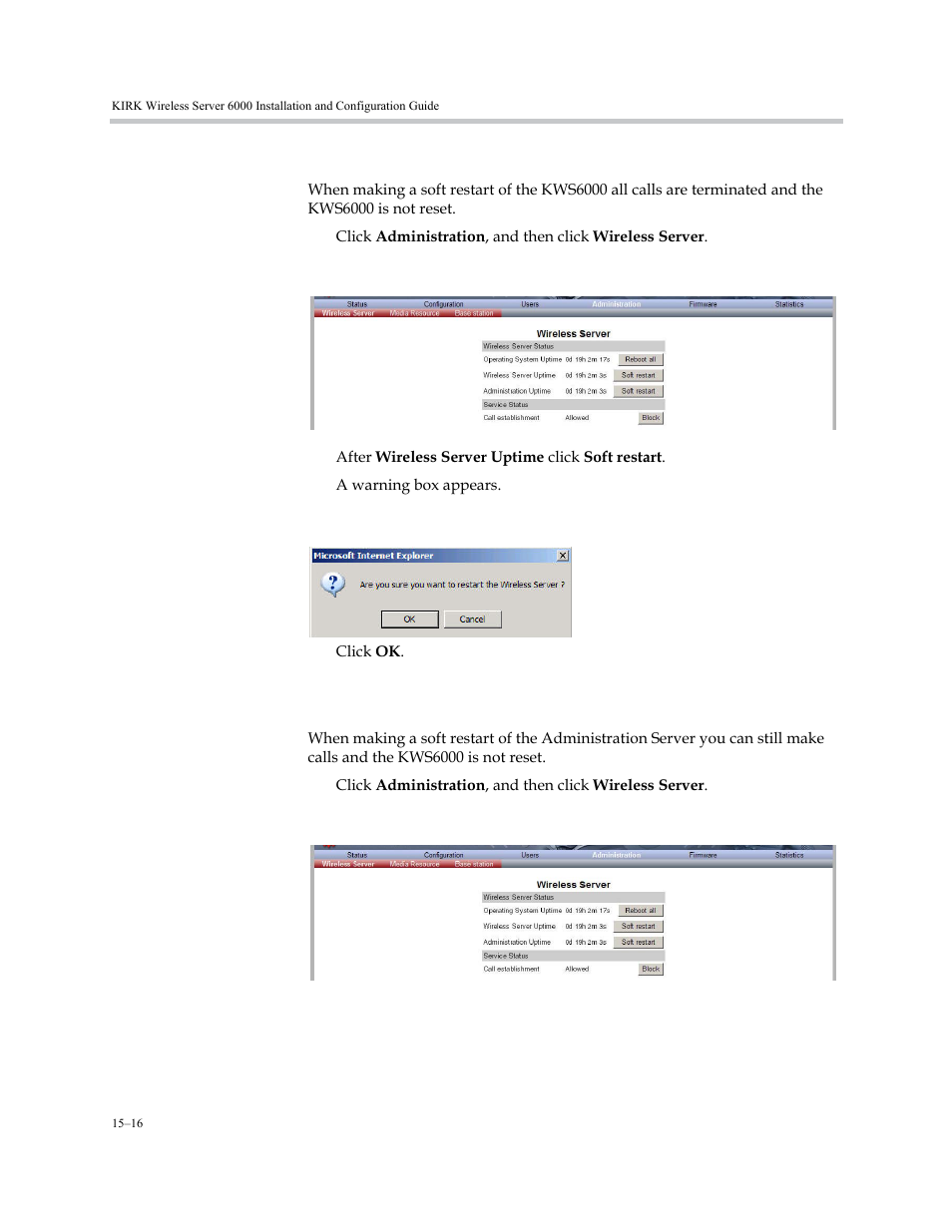 Kirk wireless server 6000, Administration server | Polycom KIRK KWS6000 User Manual | Page 164 / 202