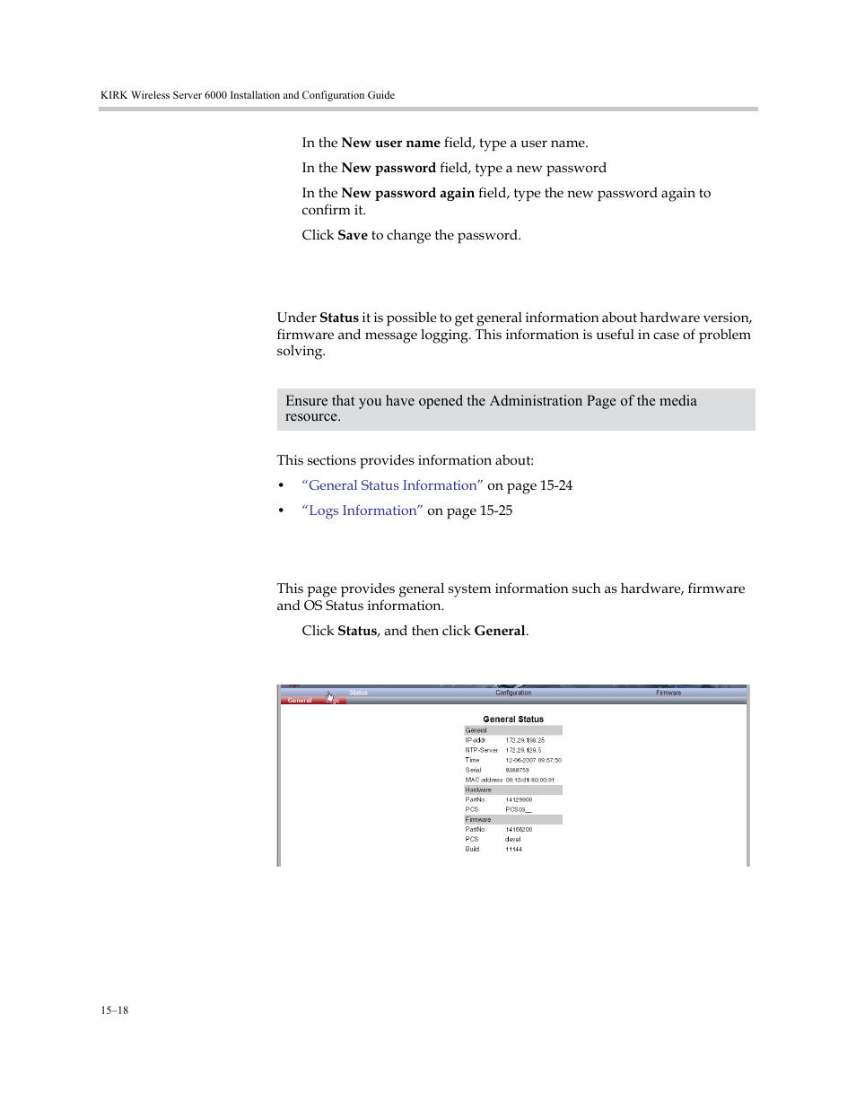 Reading system information, General status information, Reading system information –18 | General status information –18 | Polycom KIRK KWS6000 User Manual | Page 166 / 202