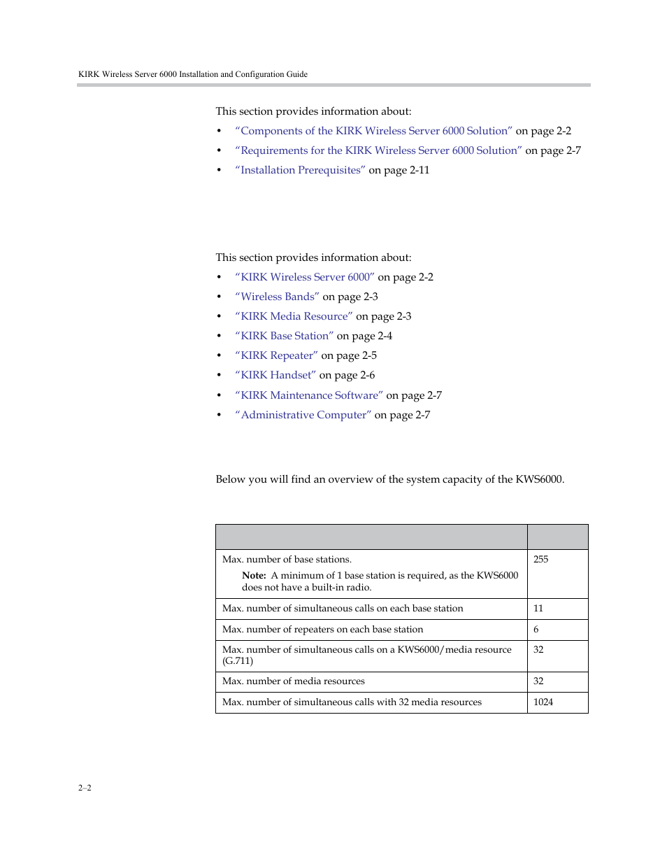 Kirk wireless server 6000, Kirk wireless server 6000 –2 | Polycom KIRK KWS6000 User Manual | Page 18 / 202