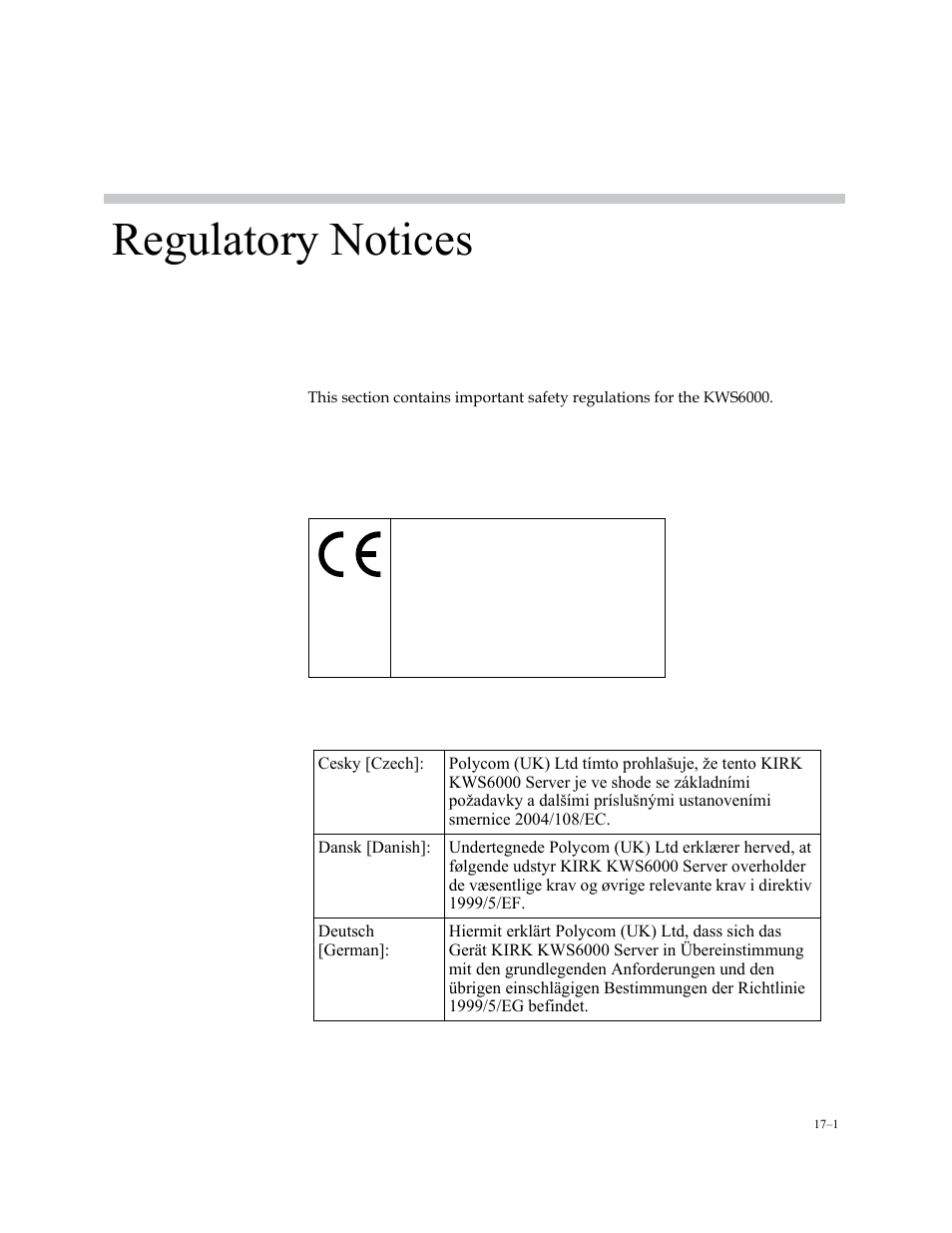 Regulatory notices, International regulatory and product information | Polycom KIRK KWS6000 User Manual | Page 183 / 202