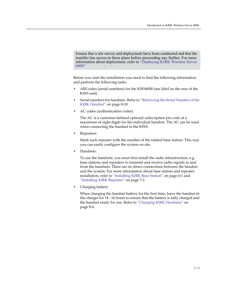 Installation prerequisites, Installation prerequisites –11 | Polycom KIRK KWS6000 User Manual | Page 27 / 202
