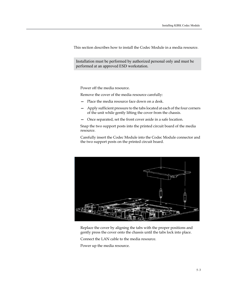 Installing the kirk codec module, Installing the kirk codec module –3 | Polycom KIRK KWS6000 User Manual | Page 49 / 202
