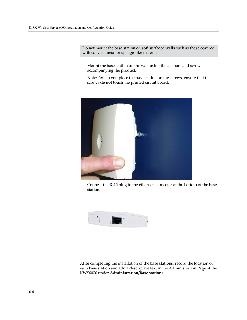 Recording the installation information, Recording the installation information –6 | Polycom KIRK KWS6000 User Manual | Page 56 / 202