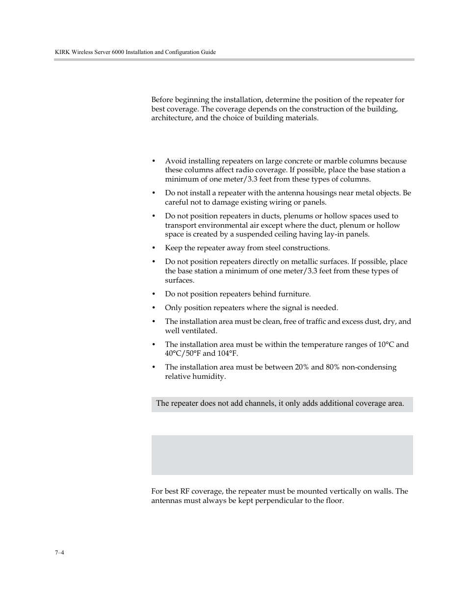 Installing the kirk repeater, Environmental requirements, Installing the kirk repeater –4 | Environmental requirements –4 | Polycom KIRK KWS6000 User Manual | Page 60 / 202