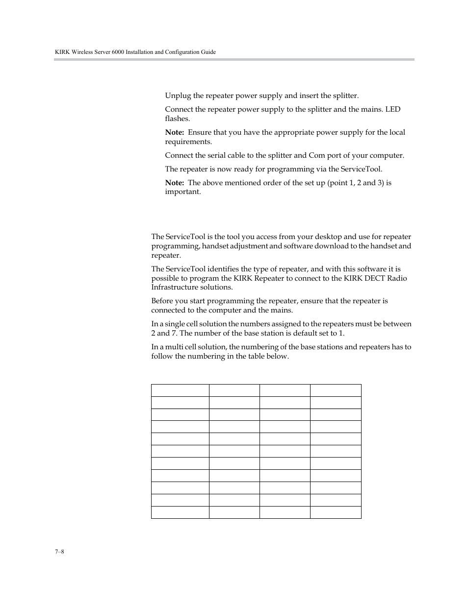 Set up of the hardware for repeater programming, Programming the kirk repeater with the servicetool | Polycom KIRK KWS6000 User Manual | Page 64 / 202