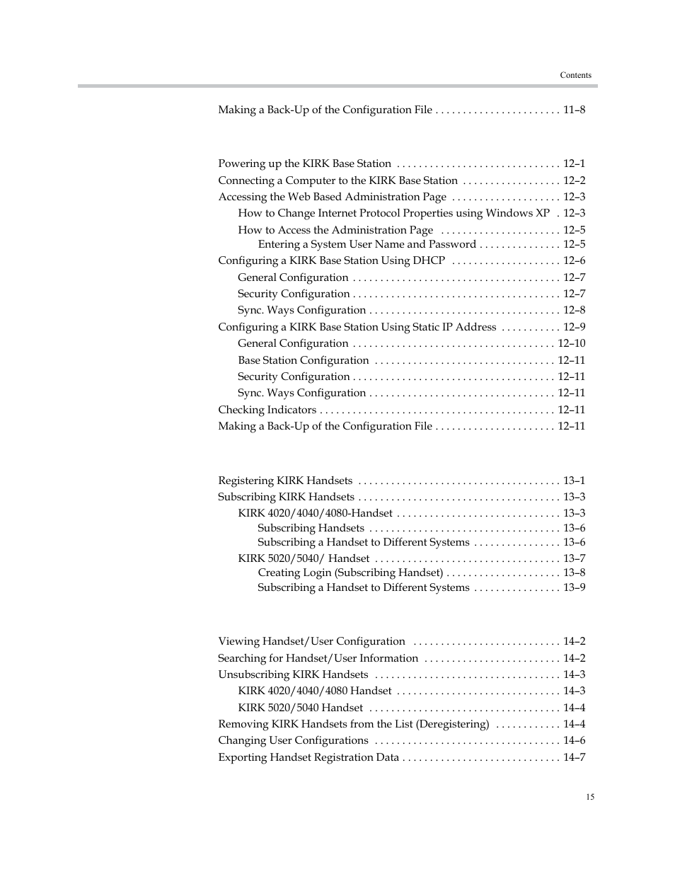 Configuring kirk base station, Kirk handset registration and subscription, Kirk handset management | Polycom KIRK KWS6000 User Manual | Page 7 / 202