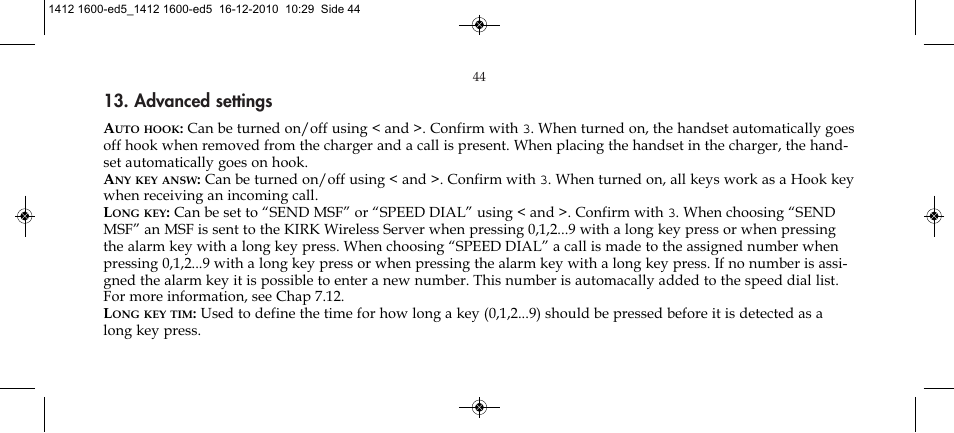 Advanced settings | Polycom KIRK 4080 User Manual | Page 44 / 60