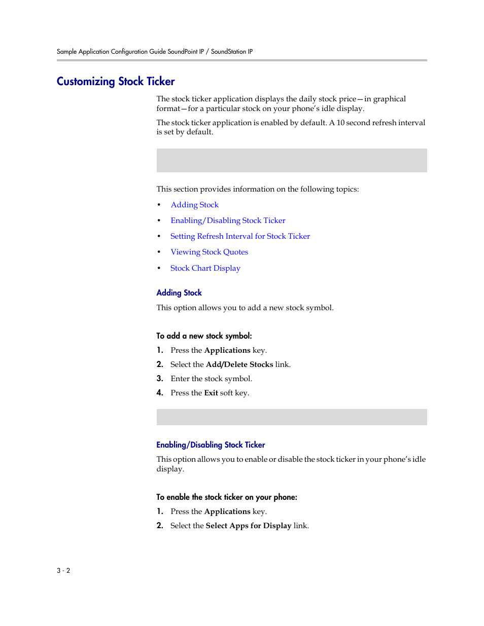 Customizing stock ticker, Customizing stock ticker –2 | Polycom SoundPoint IP 330 User Manual | Page 24 / 36