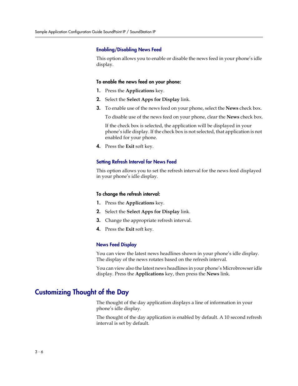 Customizing thought of the day, Customizing thought of the day –6 | Polycom SoundPoint IP 330 User Manual | Page 28 / 36