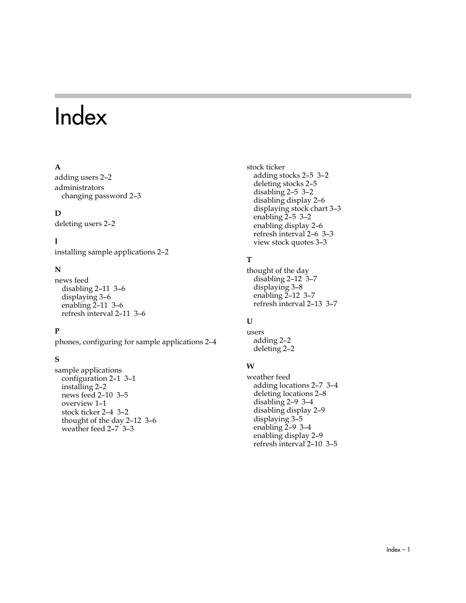 Index | Polycom SoundPoint IP 330 User Manual | Page 31 / 36