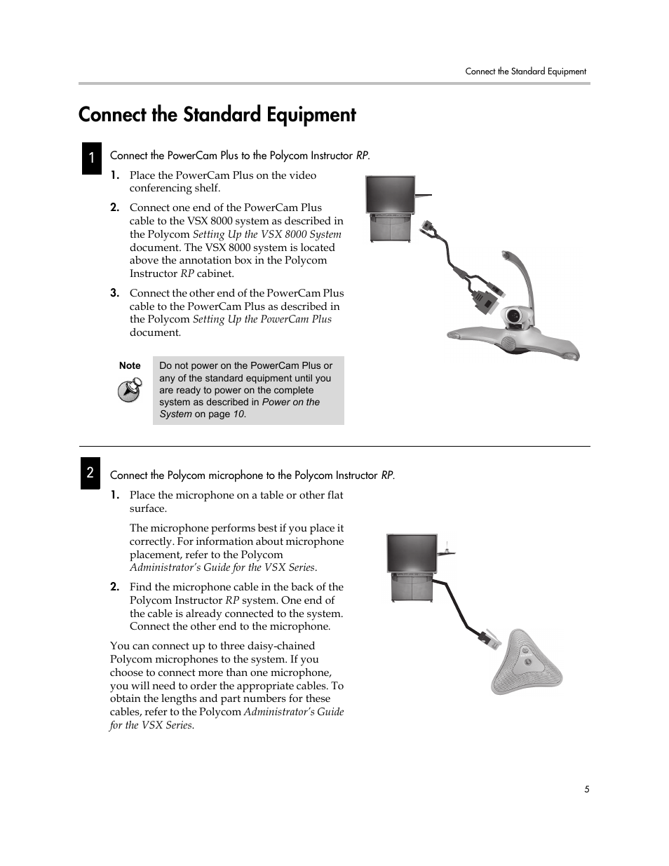Connect the standard equipment, Connect the standard equipment –5 | Polycom Instructor RP Version 1.0 User Manual | Page 11 / 24