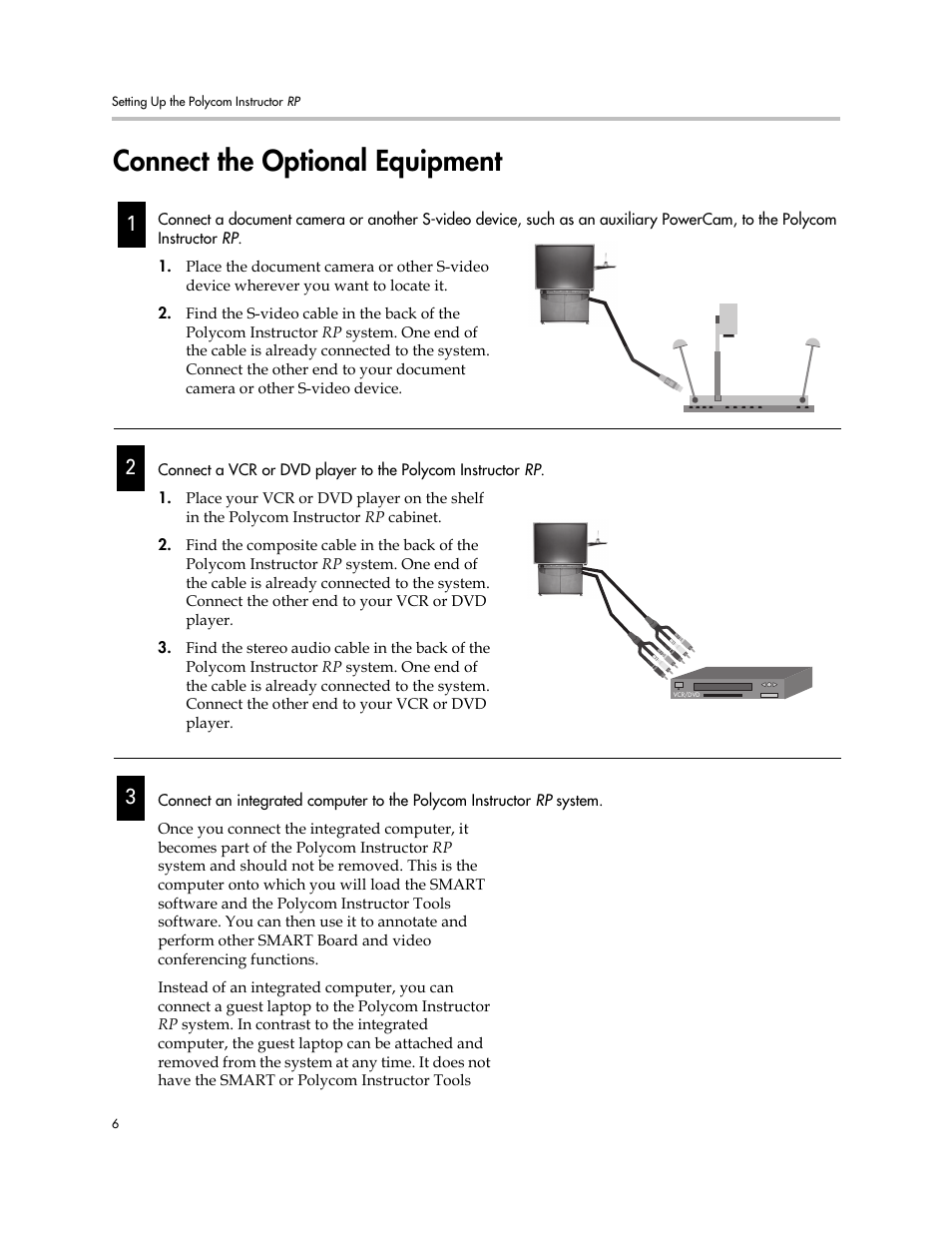 Connect the optional equipment, Connect the optional equipment –6 | Polycom Instructor RP Version 1.0 User Manual | Page 12 / 24