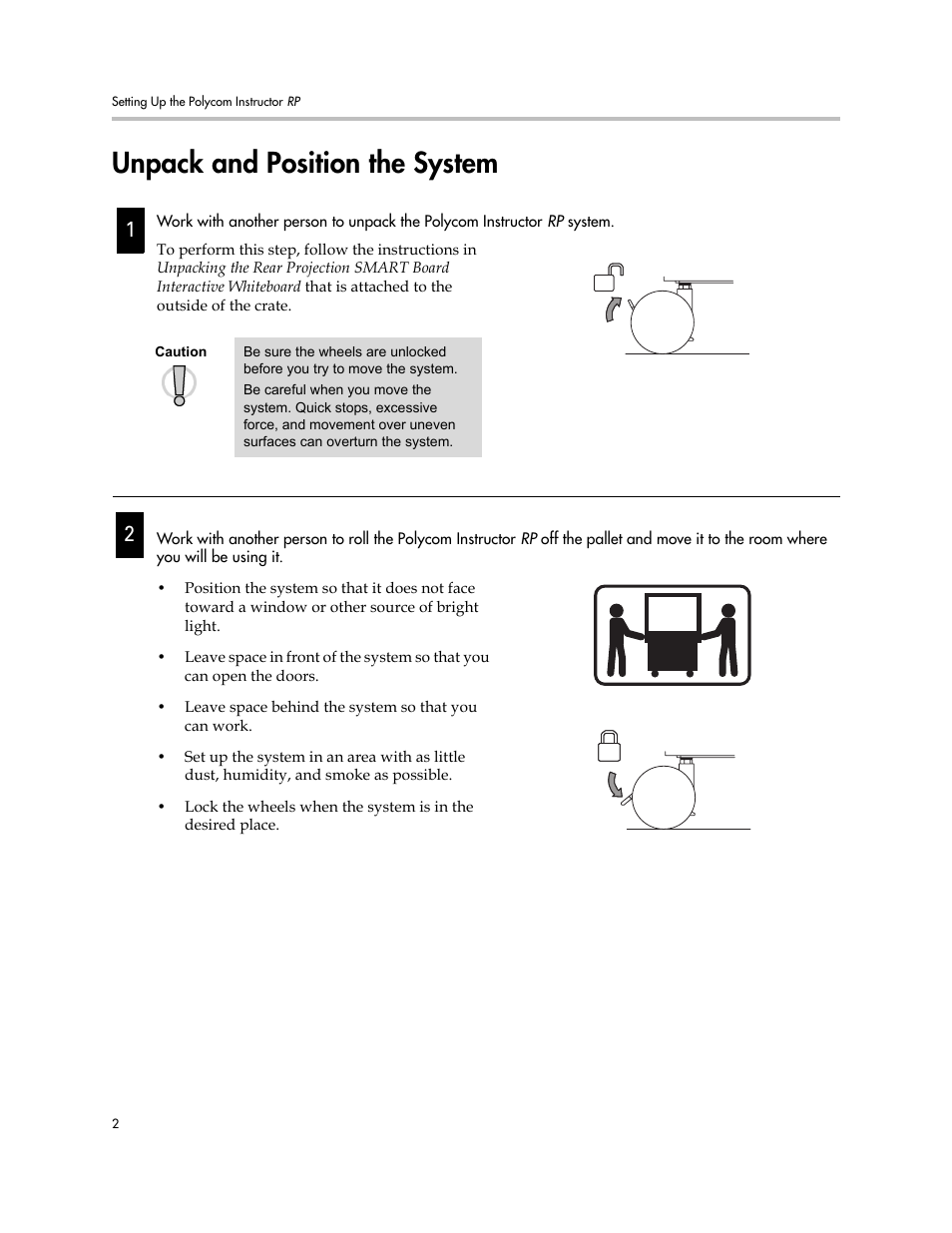 Unpack and position the system | Polycom Instructor RP Version 1.0 User Manual | Page 8 / 24