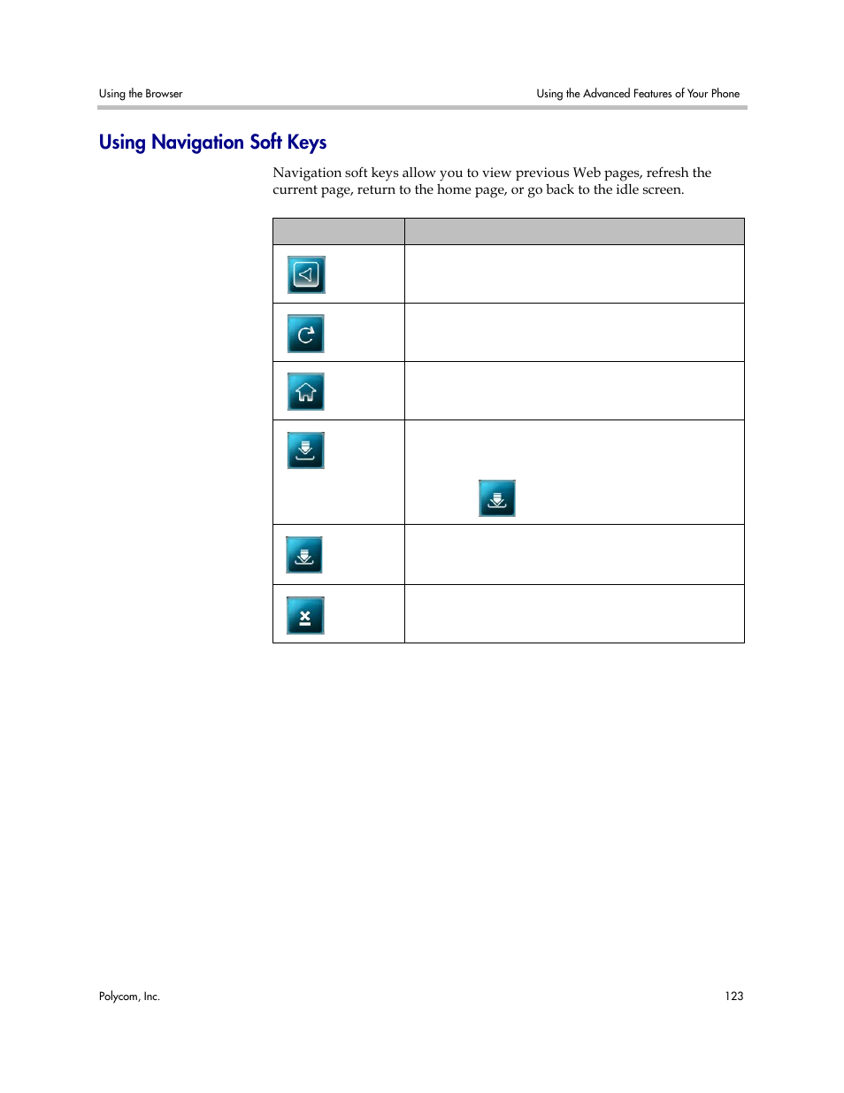 Using navigation soft keys | Polycom VVX 1500 Business Media Phone User Manual | Page 129 / 174