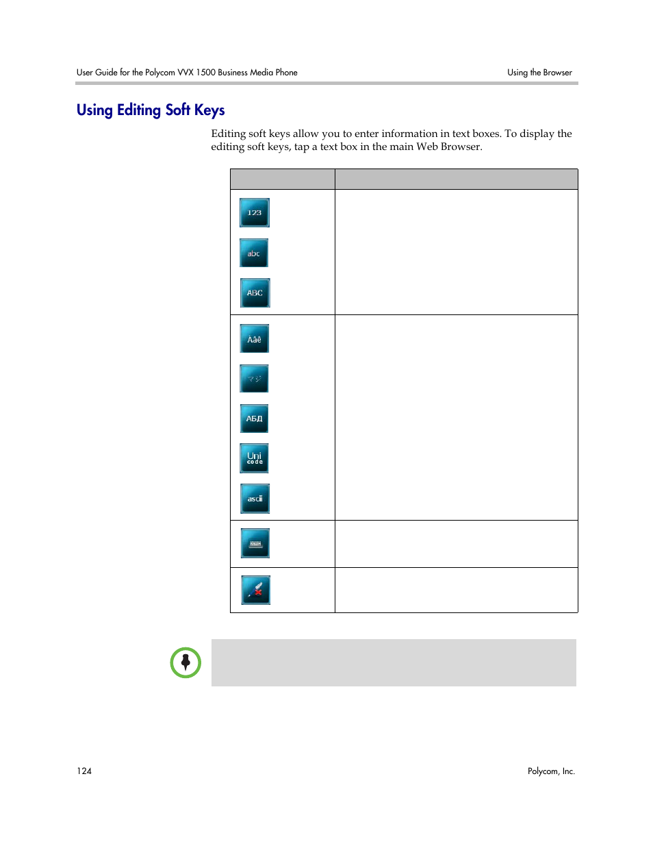 Using editing soft keys | Polycom VVX 1500 Business Media Phone User Manual | Page 130 / 174