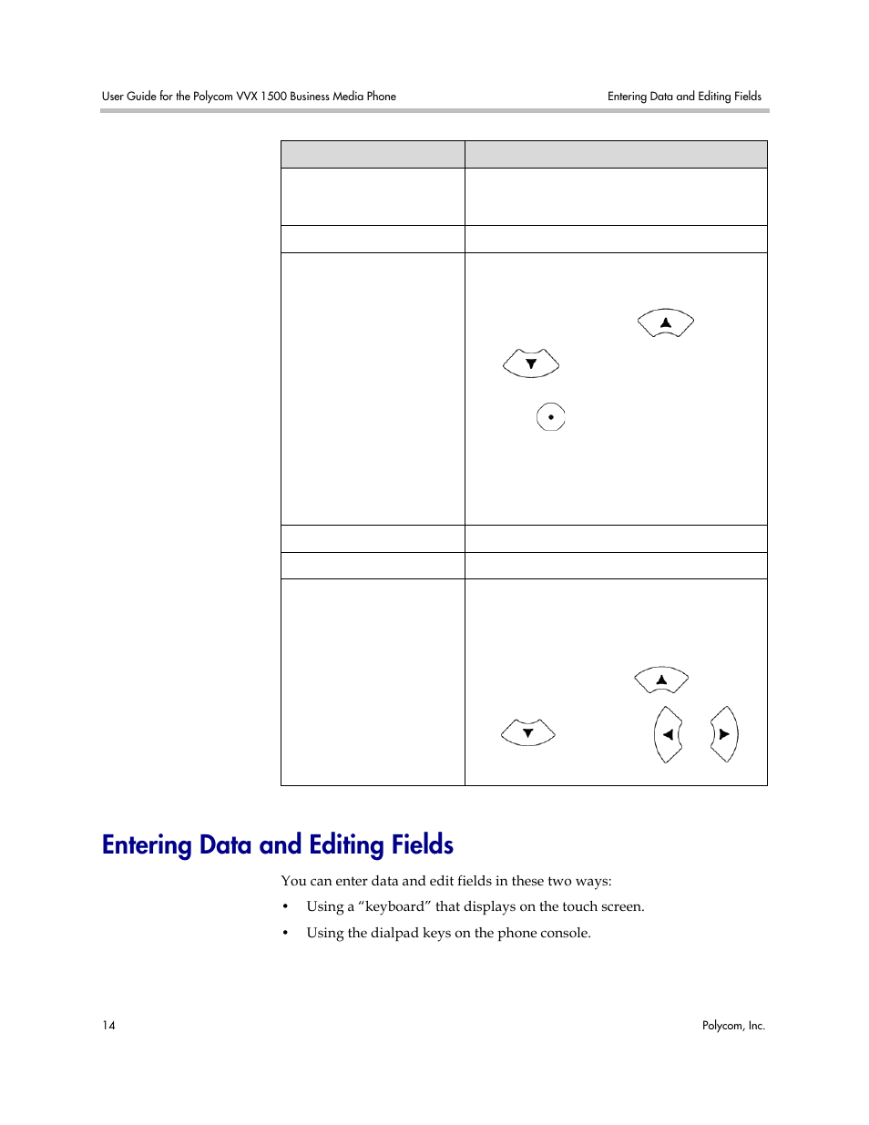 Entering data and editing fields | Polycom VVX 1500 Business Media Phone User Manual | Page 20 / 174