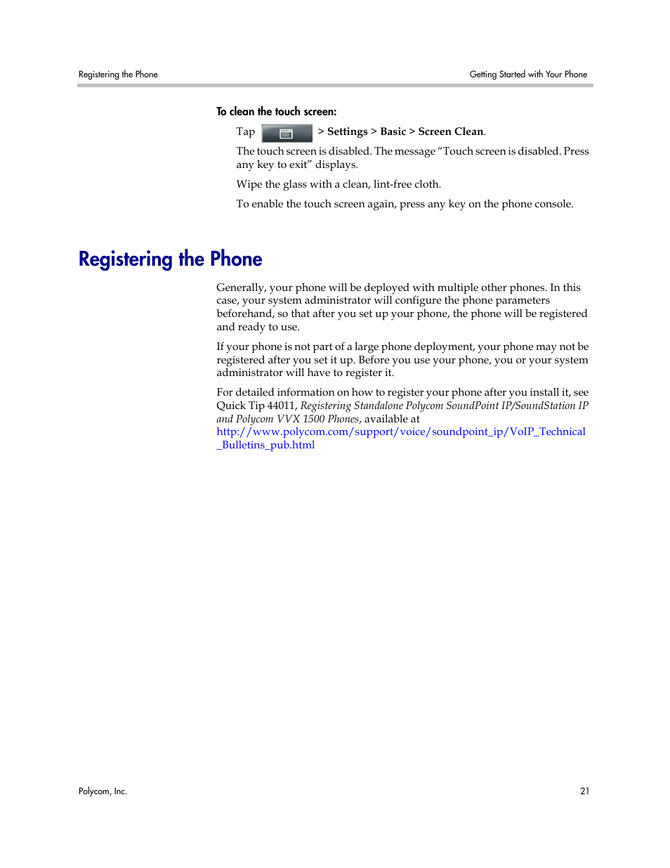 Registering the phone | Polycom VVX 1500 Business Media Phone User Manual | Page 27 / 174