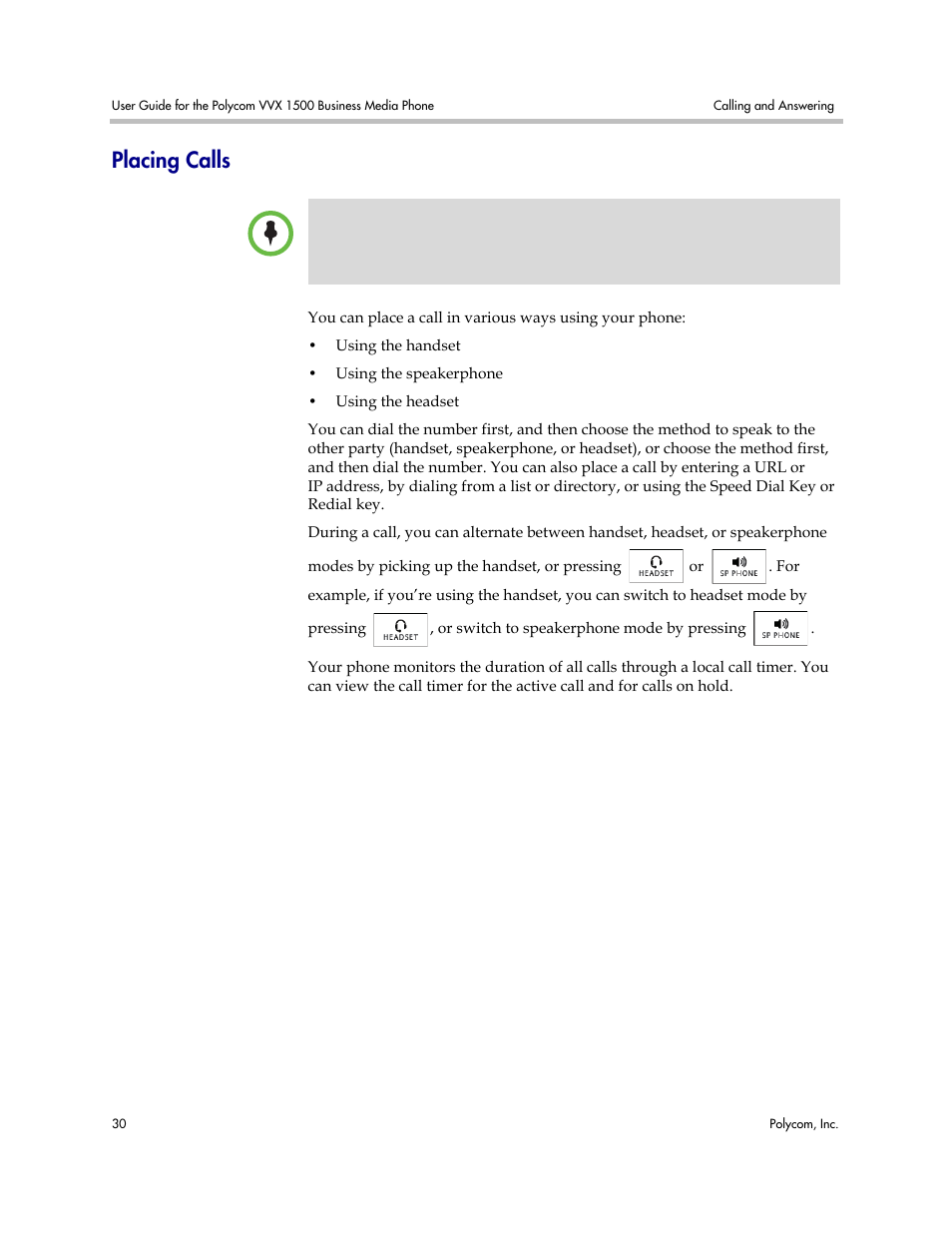 Placing calls | Polycom VVX 1500 Business Media Phone User Manual | Page 36 / 174