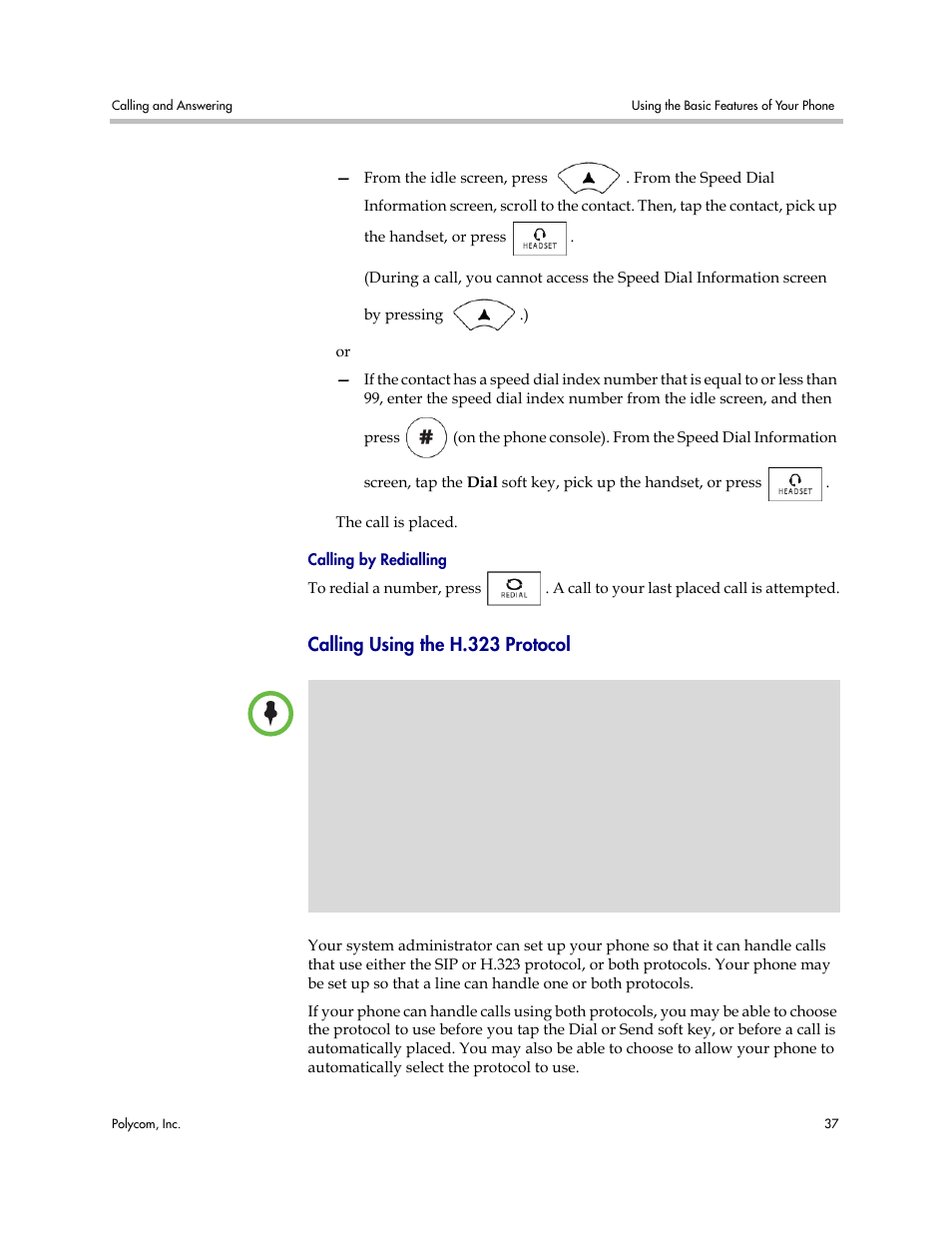 Calling using the h.323 protocol | Polycom VVX 1500 Business Media Phone User Manual | Page 43 / 174