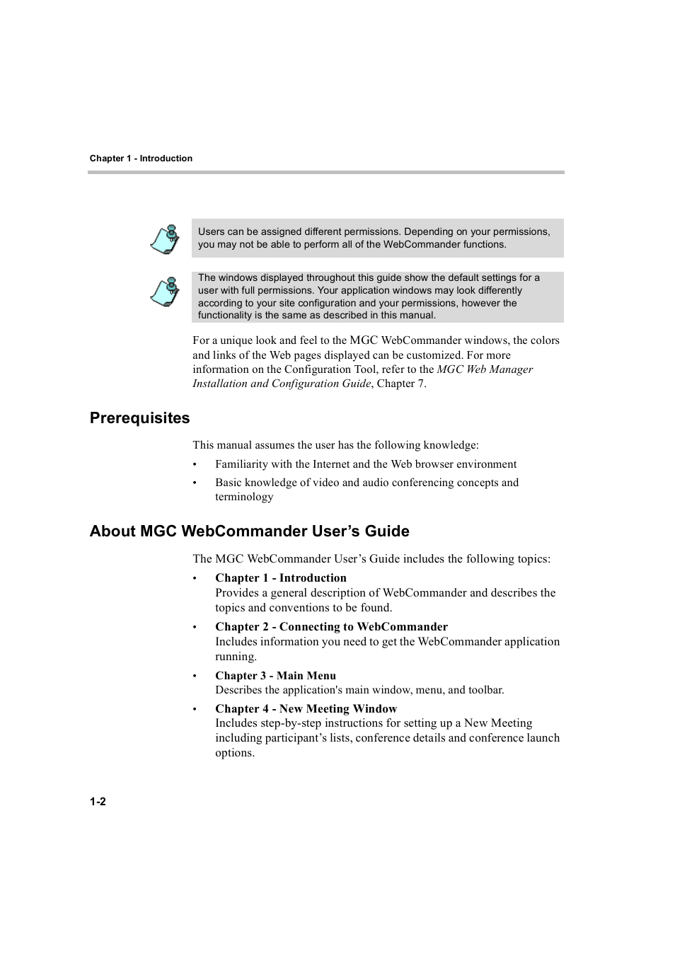 Prerequisites, About mgc webcommander user’s guide | Polycom WEBCOMMANDER 8 User Manual | Page 12 / 434