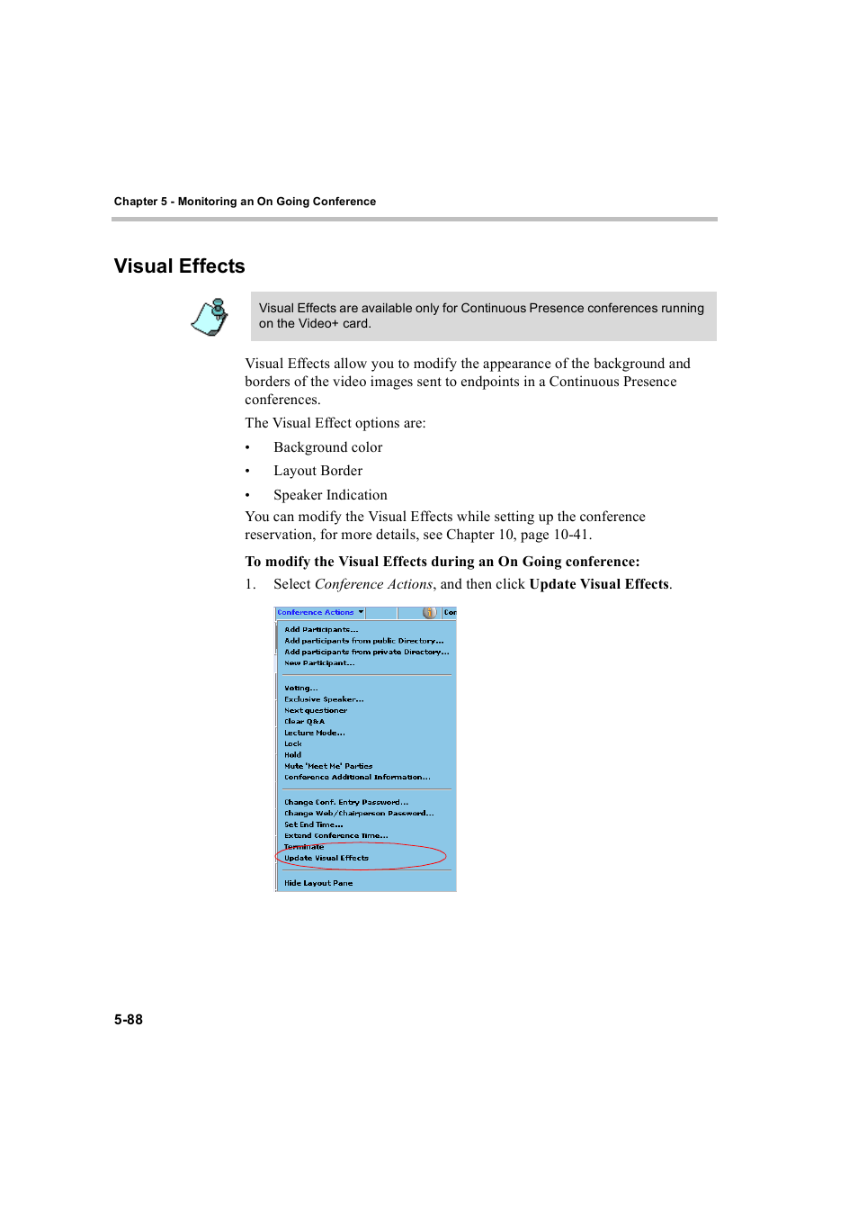 Visual effects, Visual effects -88 | Polycom WEBCOMMANDER 8 User Manual | Page 164 / 434