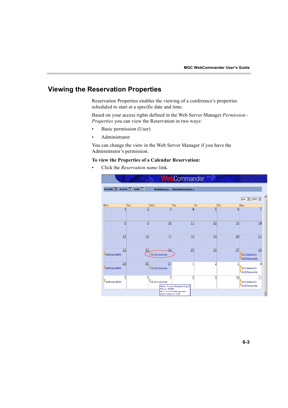 Viewing the reservation properties, Viewing the reservation properties -3 | Polycom WEBCOMMANDER 8 User Manual | Page 201 / 434