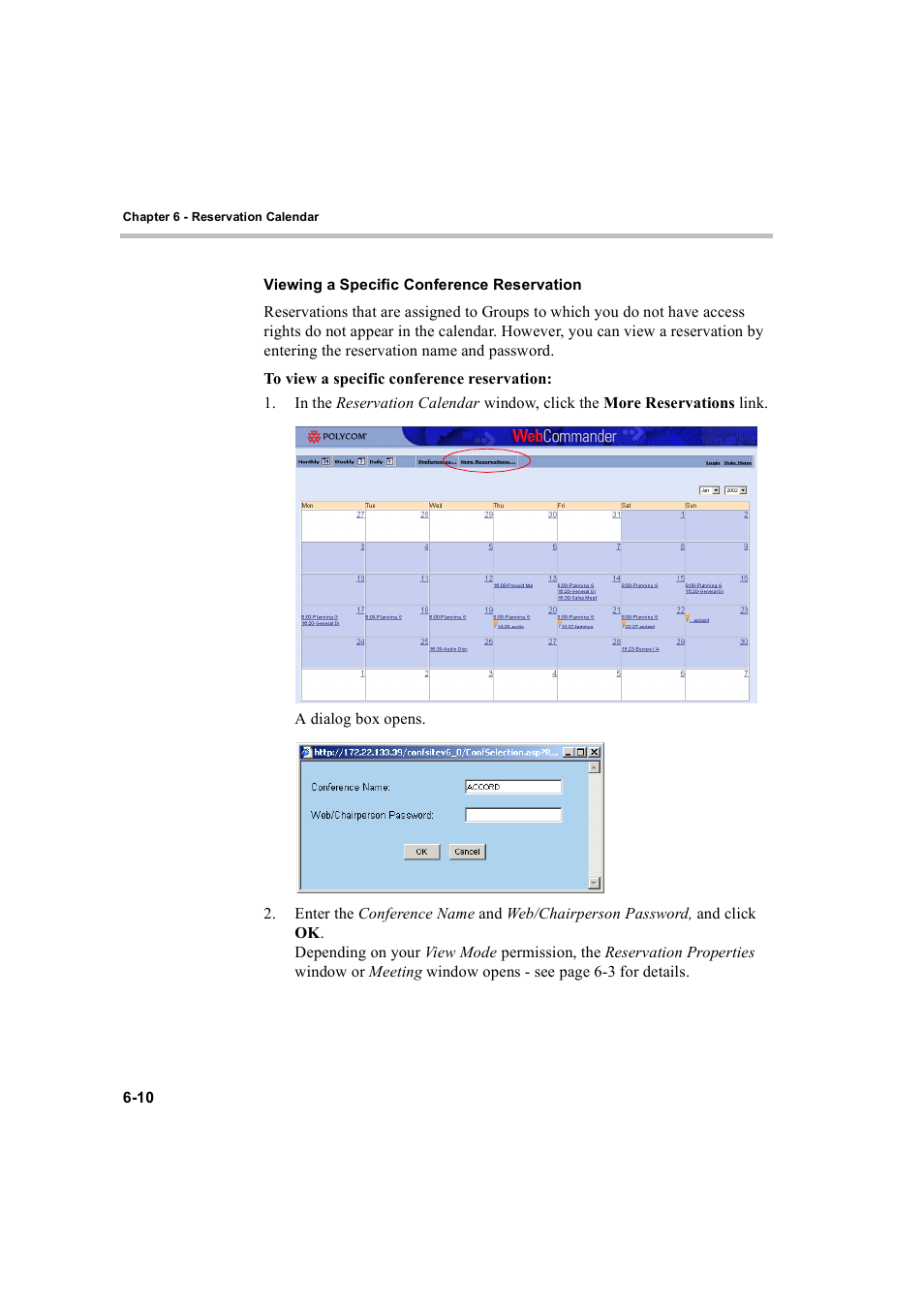 Viewing a specific conference reservation, Viewing a specific conference reservation -10 | Polycom WEBCOMMANDER 8 User Manual | Page 208 / 434