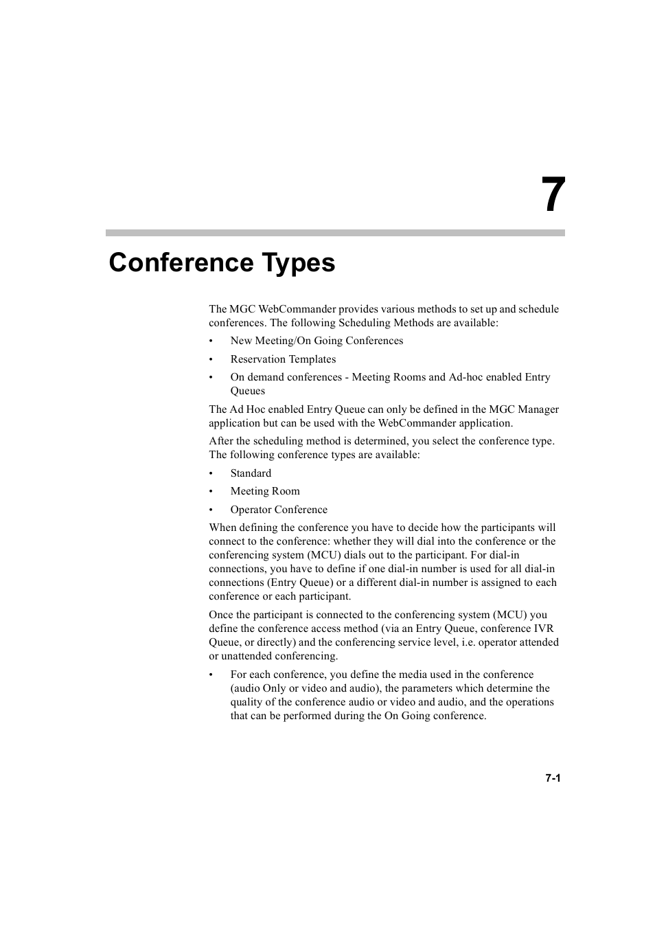 Conference types, Conference types -1 | Polycom WEBCOMMANDER 8 User Manual | Page 211 / 434