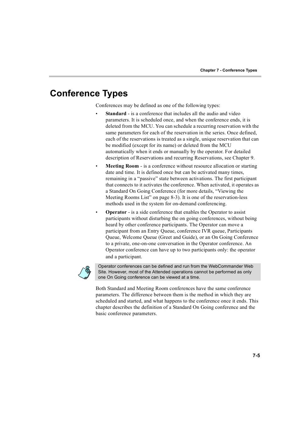 Conference types, Conference types -5 | Polycom WEBCOMMANDER 8 User Manual | Page 215 / 434