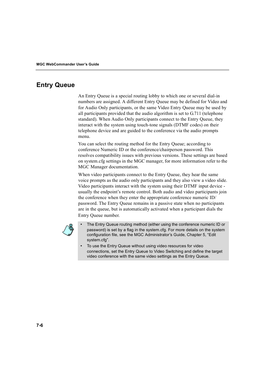 Entry queue, Entry queue -6 | Polycom WEBCOMMANDER 8 User Manual | Page 216 / 434