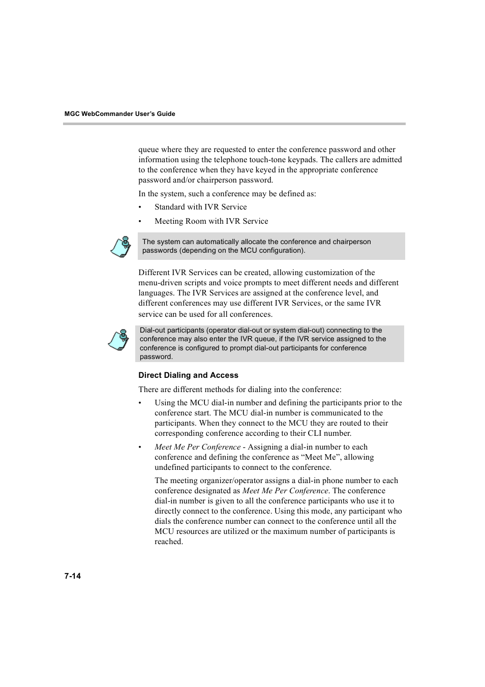 Direct dialing and access, Direct dialing and access -14 | Polycom WEBCOMMANDER 8 User Manual | Page 224 / 434