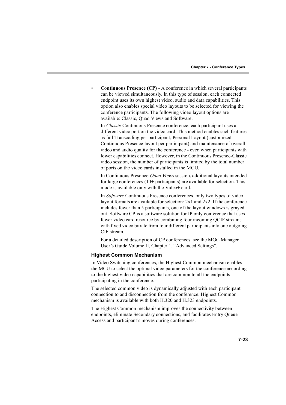Highest common mechanism, Highest common mechanism -23 | Polycom WEBCOMMANDER 8 User Manual | Page 233 / 434