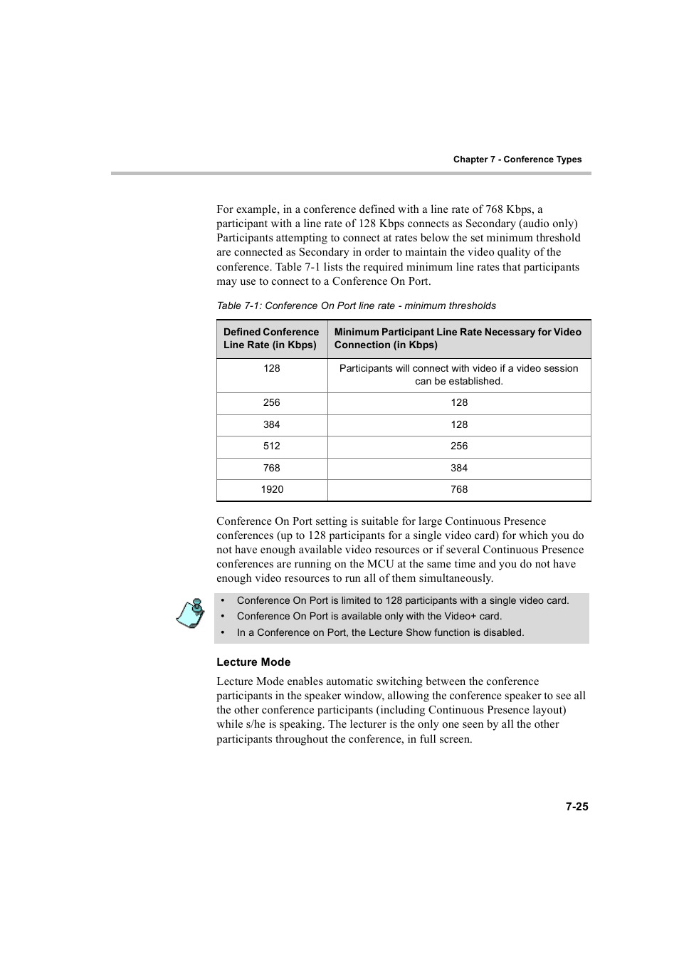 Lecture mode, Lecture mode -25 | Polycom WEBCOMMANDER 8 User Manual | Page 235 / 434