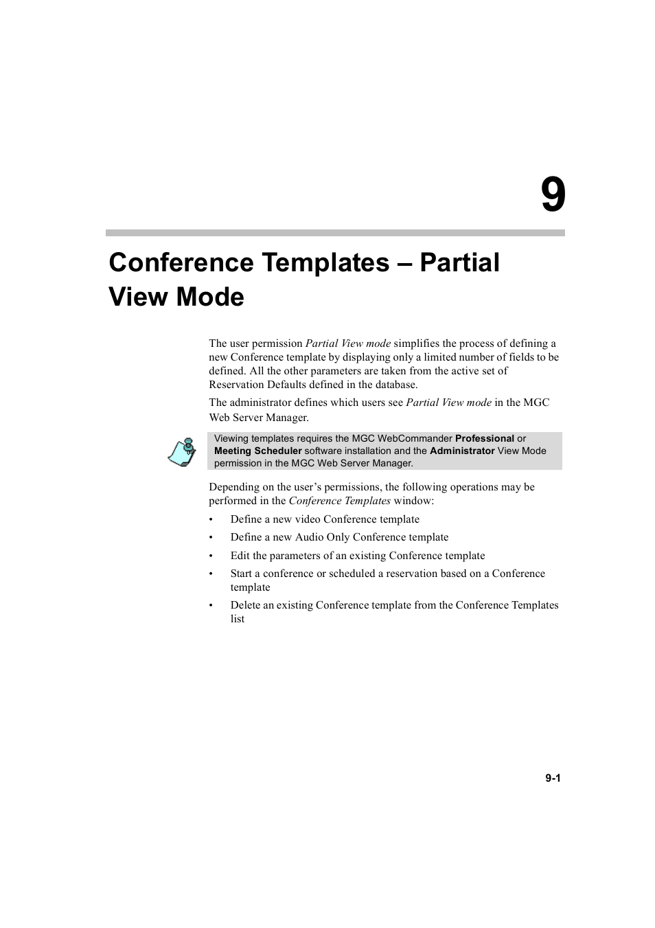 Conference templates – partial view mode, Conference templates – partial view mode -1 | Polycom WEBCOMMANDER 8 User Manual | Page 259 / 434