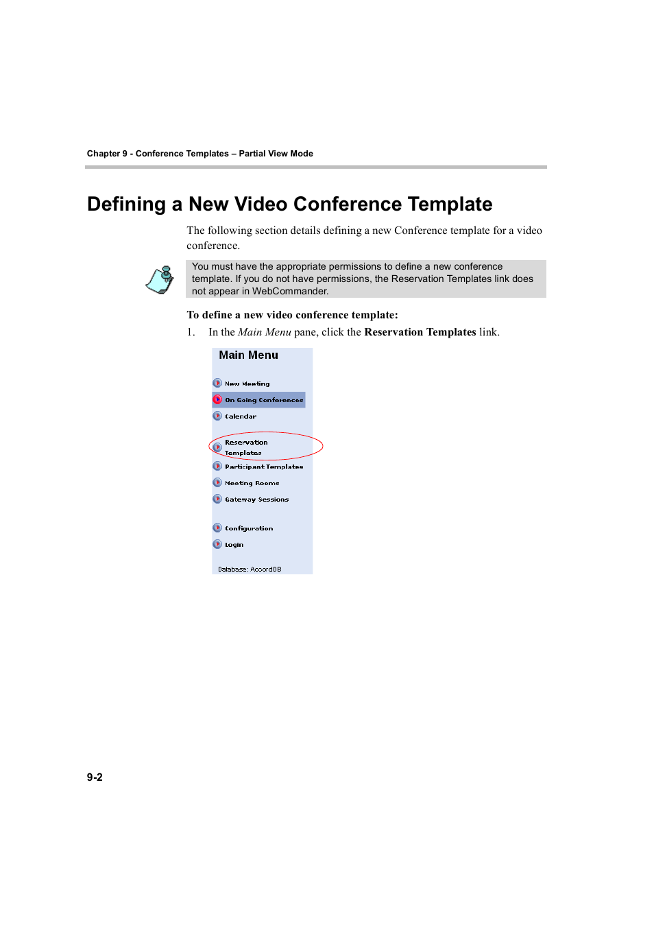 Defining a new video conference template, Defining a new video conference template -2 | Polycom WEBCOMMANDER 8 User Manual | Page 260 / 434