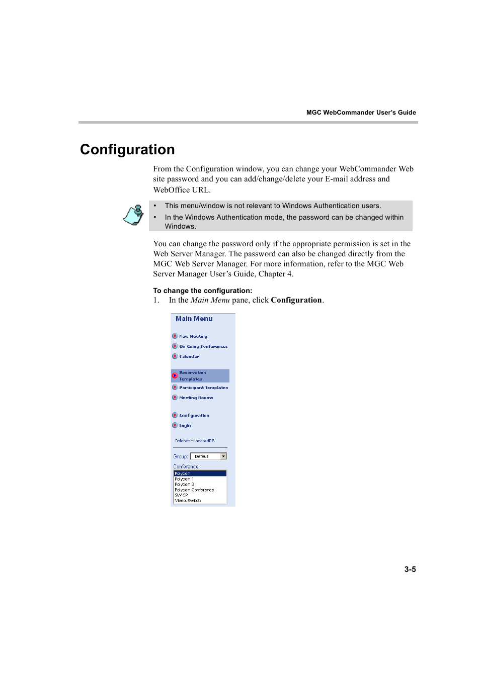 Configuration, Configuration -5 | Polycom WEBCOMMANDER 8 User Manual | Page 27 / 434