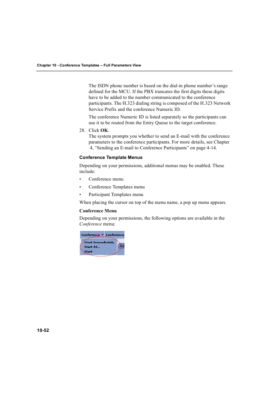 Conference template menus, Conference template menus -52 | Polycom WEBCOMMANDER 8 User Manual | Page 338 / 434