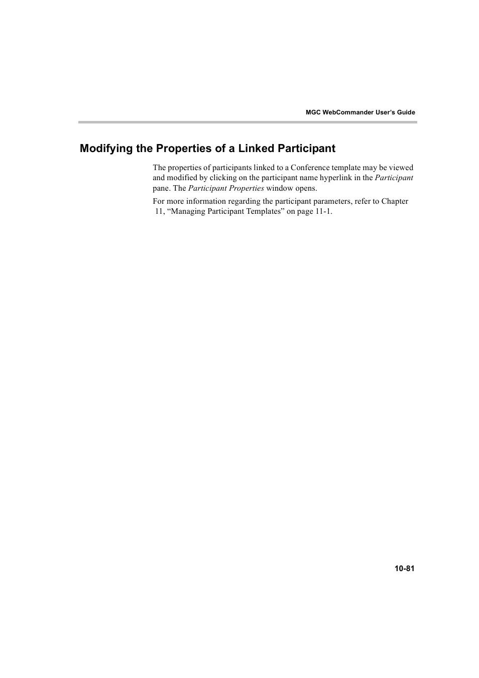 Modifying the properties of a linked participant | Polycom WEBCOMMANDER 8 User Manual | Page 367 / 434