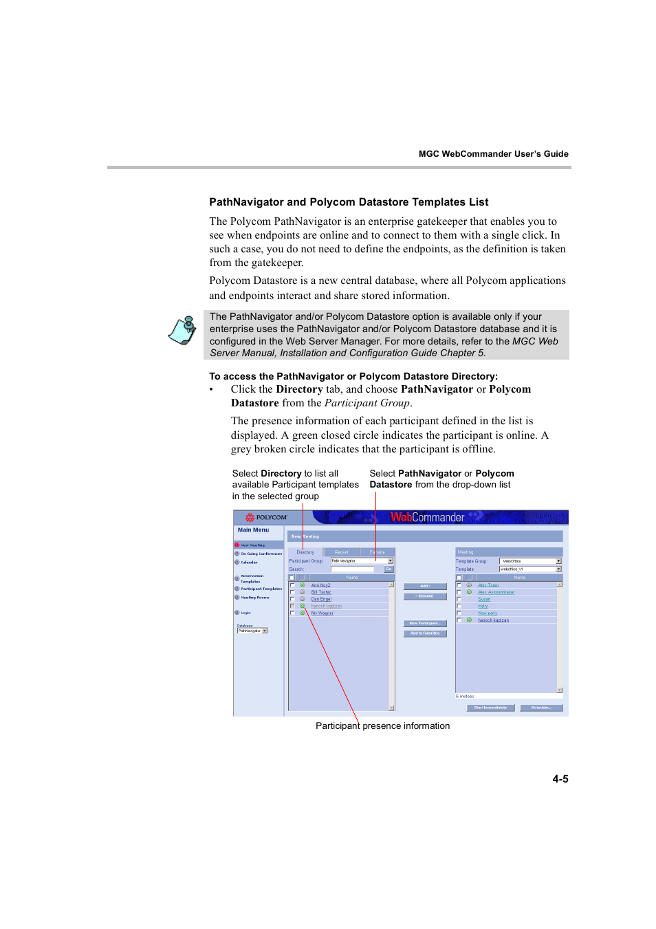 Pathnavigator and polycom datastore templates list | Polycom WEBCOMMANDER 8 User Manual | Page 37 / 434
