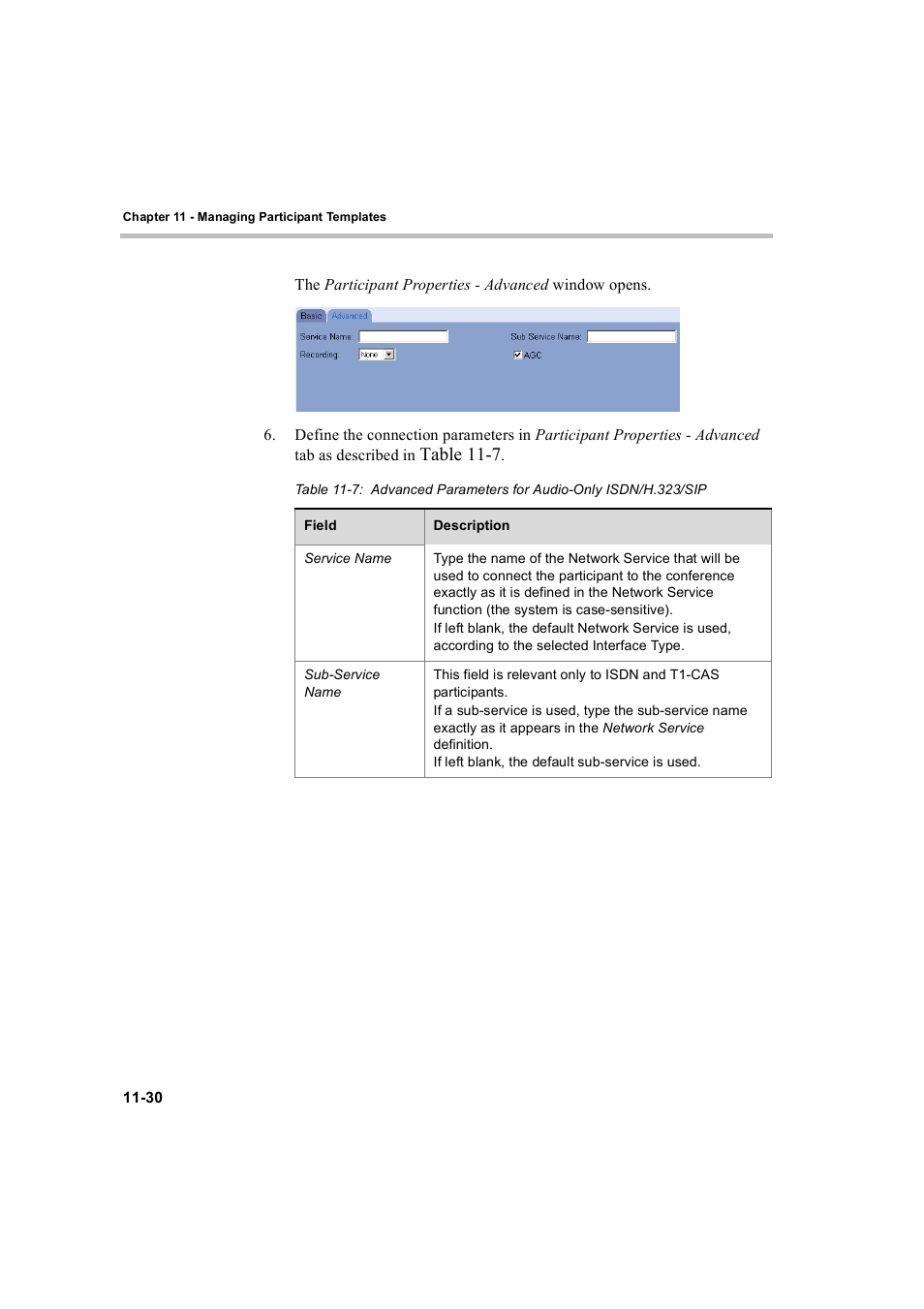 Table 11-7 | Polycom WEBCOMMANDER 8 User Manual | Page 406 / 434