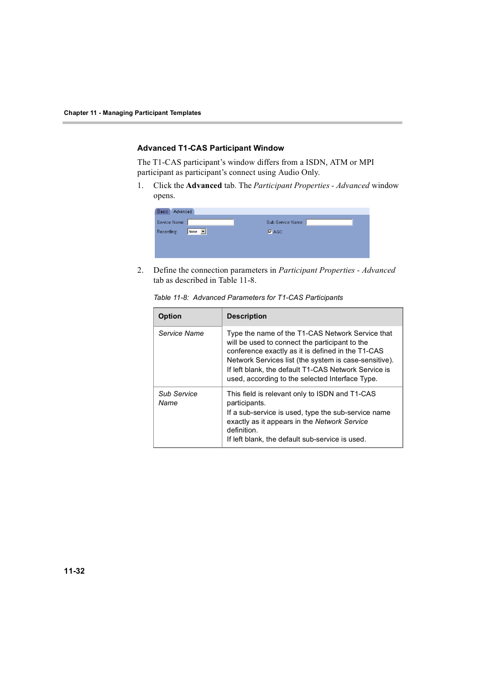 Advanced t1-cas participant window, Advanced t1-cas participant window -32 | Polycom WEBCOMMANDER 8 User Manual | Page 408 / 434