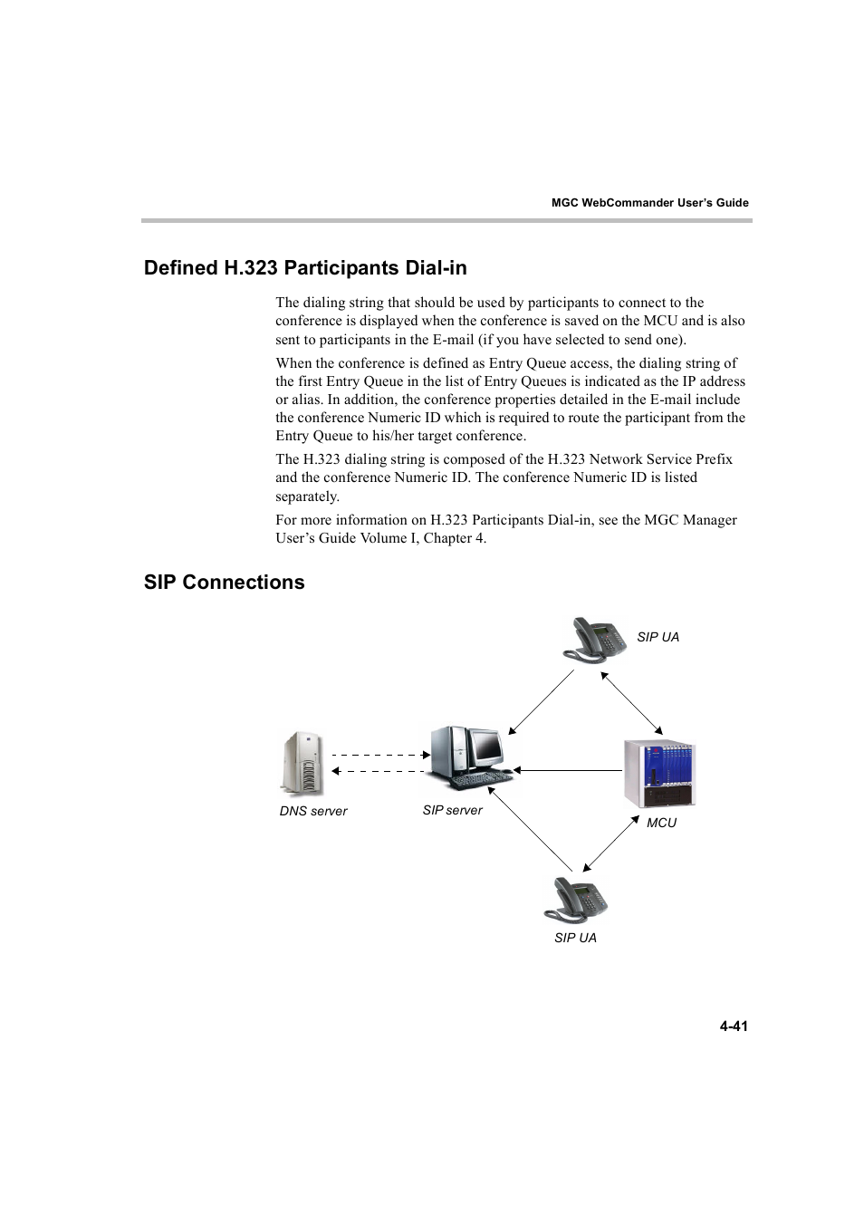 Defined h.323 participants dial-in, Sip connections | Polycom WEBCOMMANDER 8 User Manual | Page 73 / 434