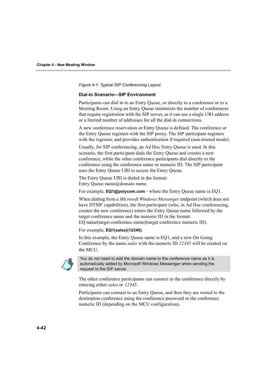 Dial-in scenario—sip environment, Dial-in scenario—sip environment -42 | Polycom WEBCOMMANDER 8 User Manual | Page 74 / 434