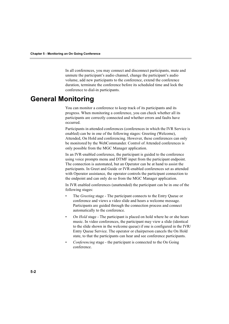General monitoring, General monitoring -2 | Polycom WEBCOMMANDER 8 User Manual | Page 78 / 434