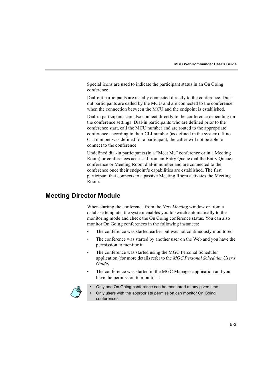 Meeting director module, Meeting director module -3 | Polycom WEBCOMMANDER 8 User Manual | Page 79 / 434