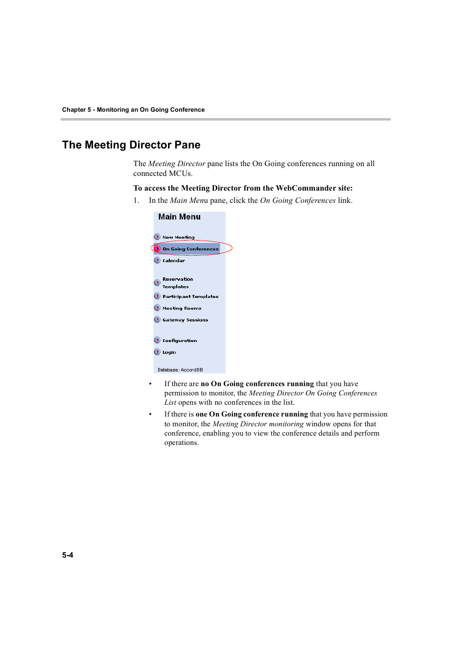 The meeting director pane, The meeting director pane -4 | Polycom WEBCOMMANDER 8 User Manual | Page 80 / 434