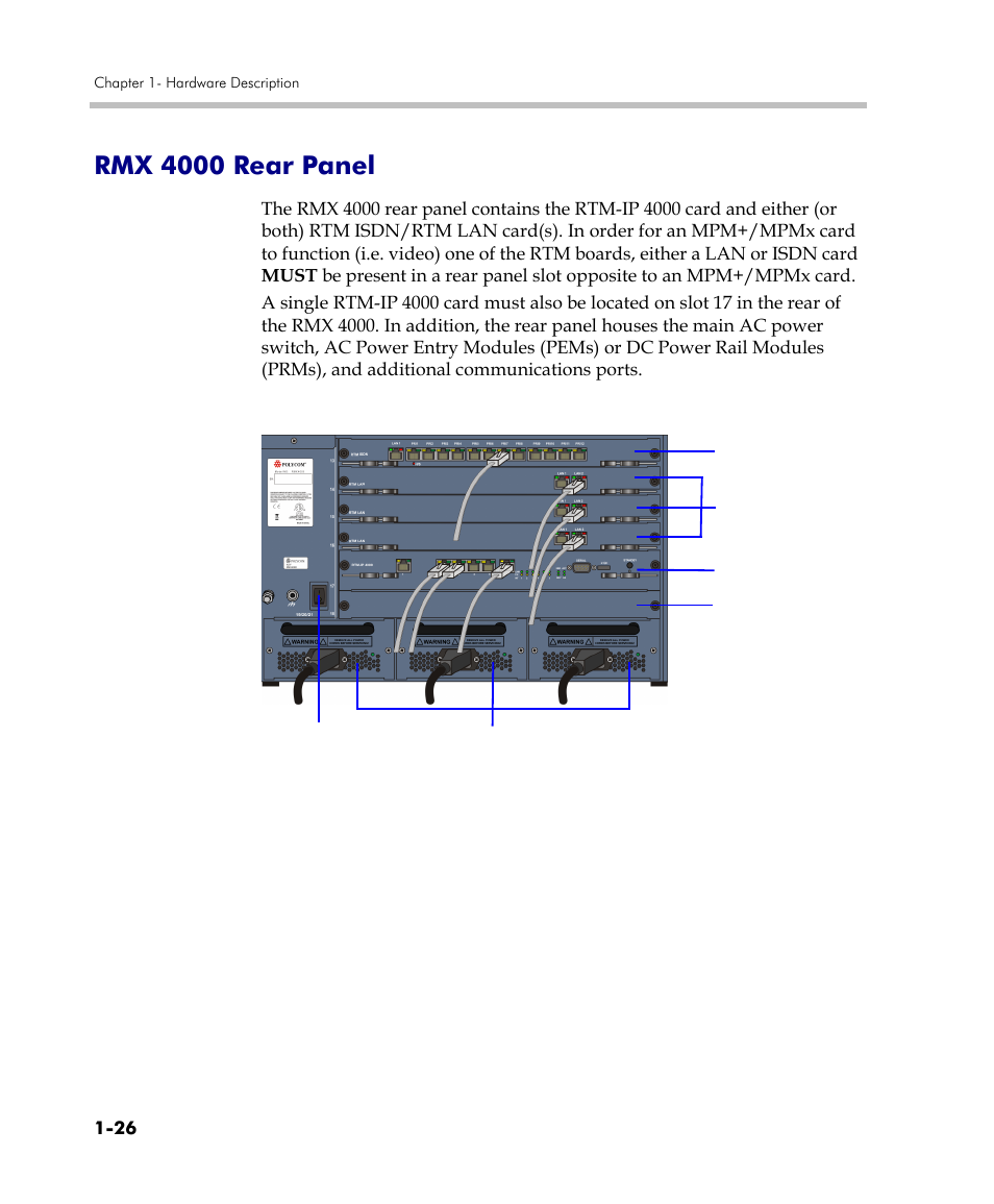 Rmx 4000 rear panel, Rmx 4000 rear panel -26 | Polycom DOC2559C User Manual | Page 32 / 63