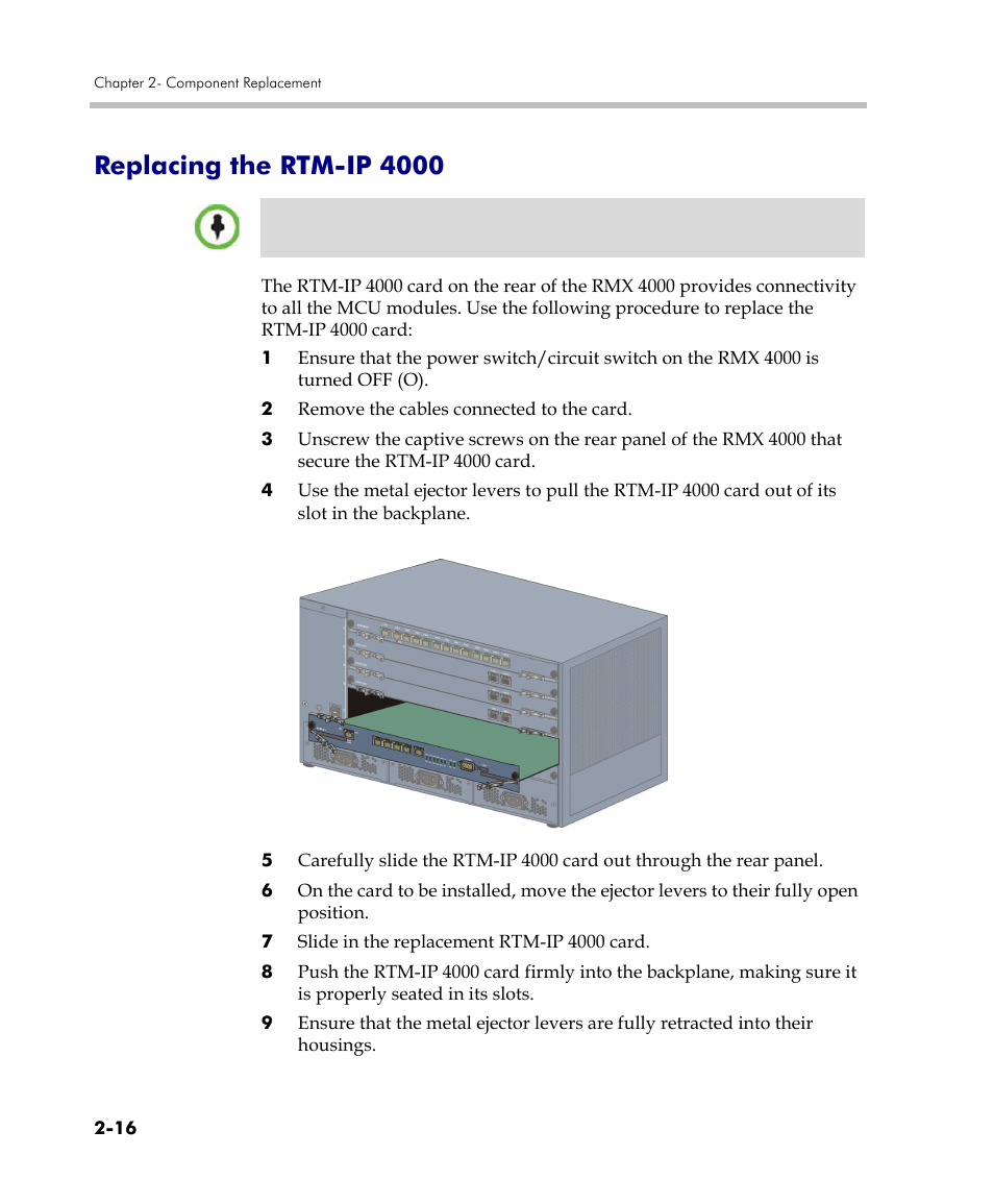 Replacing the rtm-ip 4000, Replacing the rtm-ip 4000 -16 | Polycom DOC2559C User Manual | Page 60 / 63