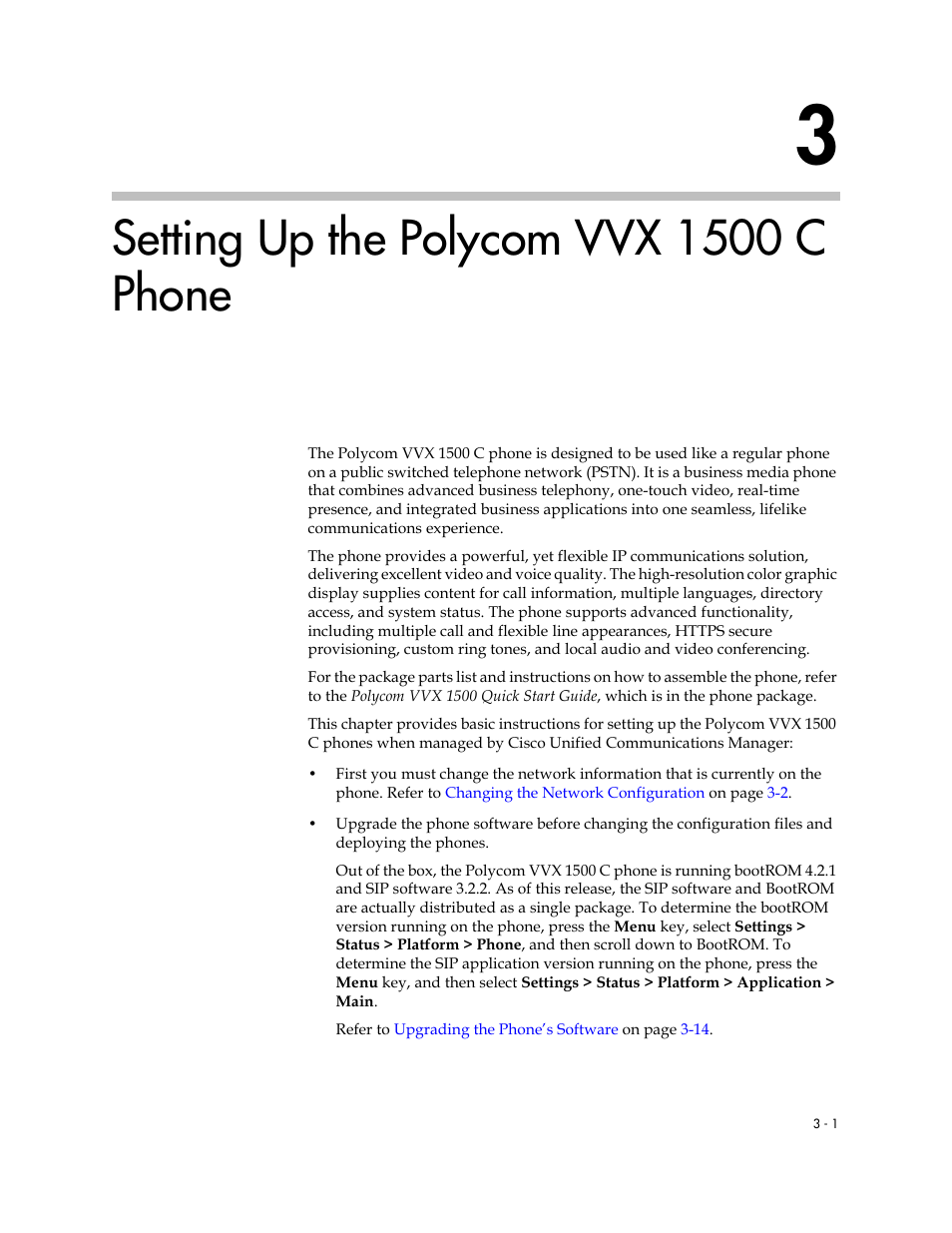 Setting up the polycom vvx 1500 c phone, 3 setting up the polycom vvx 1500 c phone –1 | Polycom VVX C Business  Media Phone for Cisco Unified  Communications Manager (SIP) User Manual | Page 21 / 52