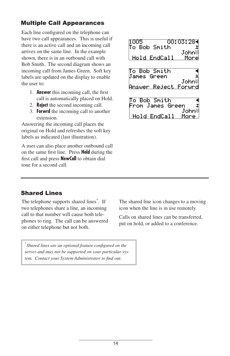 Multiple call appearances, Shared lines | Polycom IP 300 User Manual | Page 17 / 28
